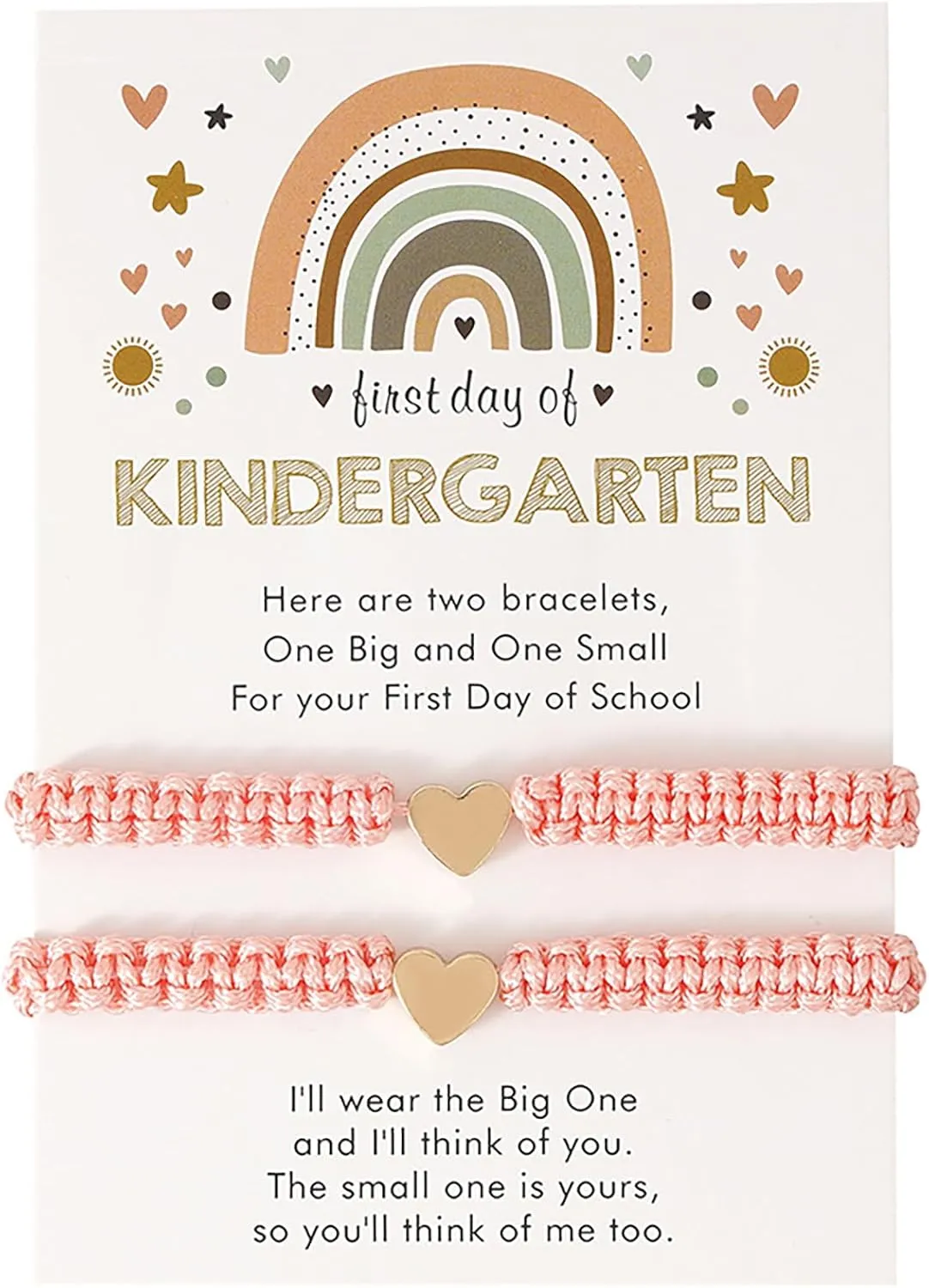 First Day of Kindergarten Bracelets,First Day of School Bracelets for Mom and Daughter,Back to School Bracelet Pre-K Matching Heart Wish Adjustable Bracelet