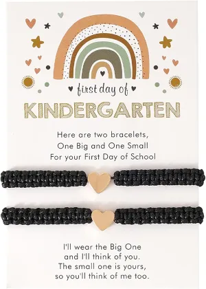 First Day of Kindergarten Bracelets,First Day of School Bracelets for Mom and Daughter,Back to School Bracelet Pre-K Matching Heart Wish Adjustable Bracelet