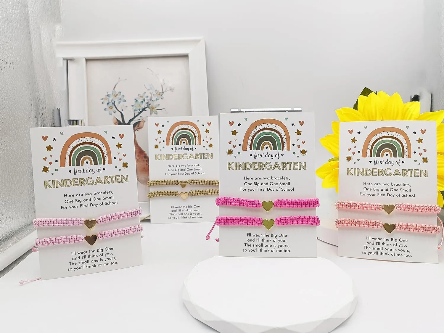 First Day of Kindergarten Bracelets,First Day of School Bracelets for Mom and Daughter,Back to School Bracelet Pre-K Matching Heart Wish Adjustable Bracelet