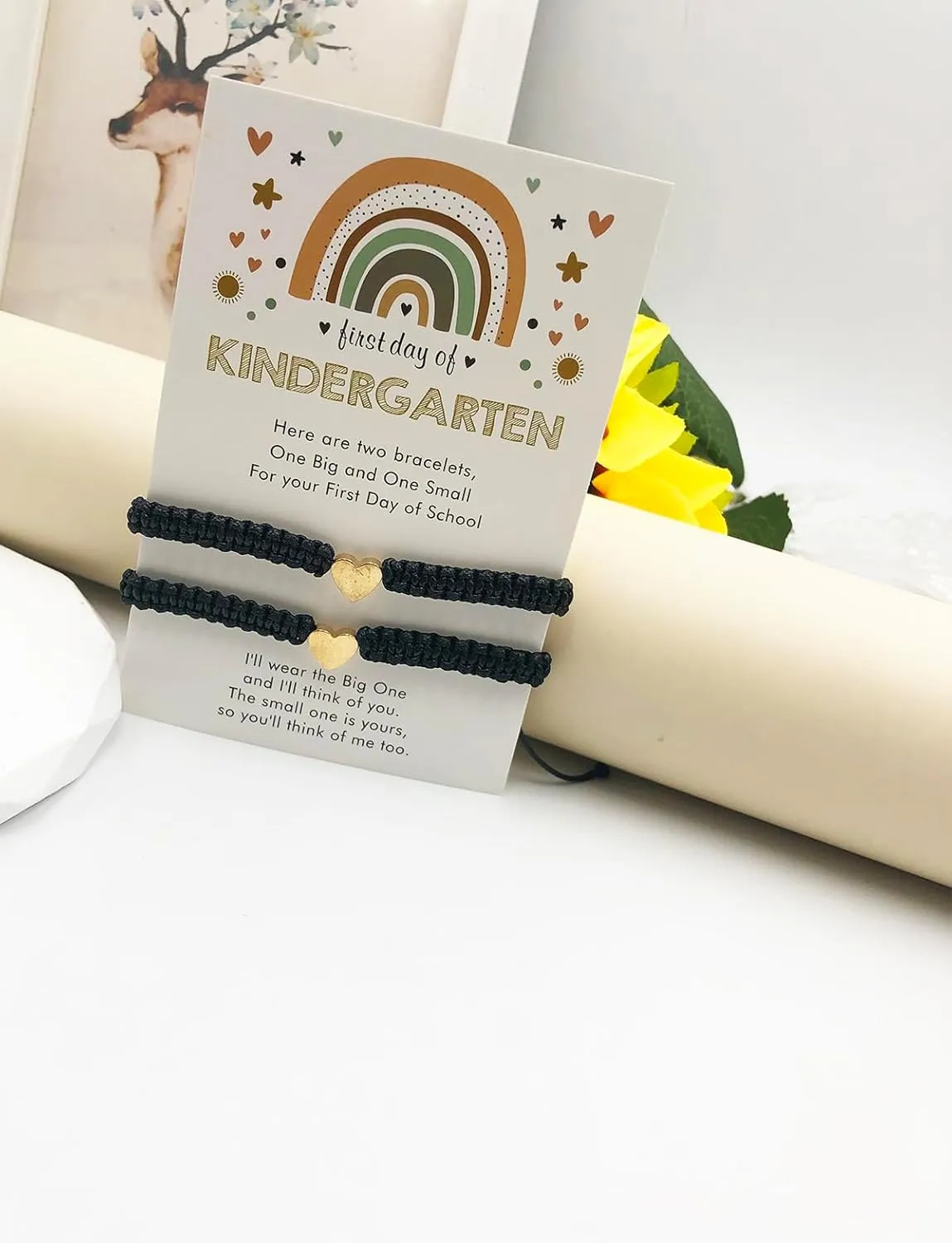 First Day of Kindergarten Bracelets,First Day of School Bracelets for Mom and Daughter,Back to School Bracelet Pre-K Matching Heart Wish Adjustable Bracelet
