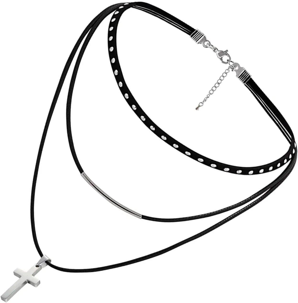 Flannelette Rope Choker Collar, Grunge Punk Accessories, Rock Concert Outfits Necklace for Women Biker