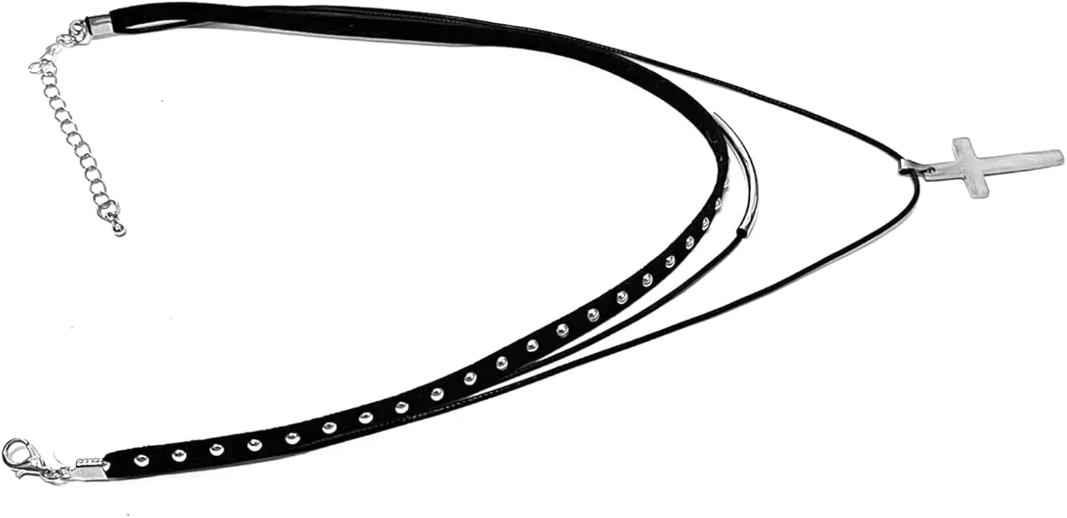 Flannelette Rope Choker Collar, Grunge Punk Accessories, Rock Concert Outfits Necklace for Women Biker