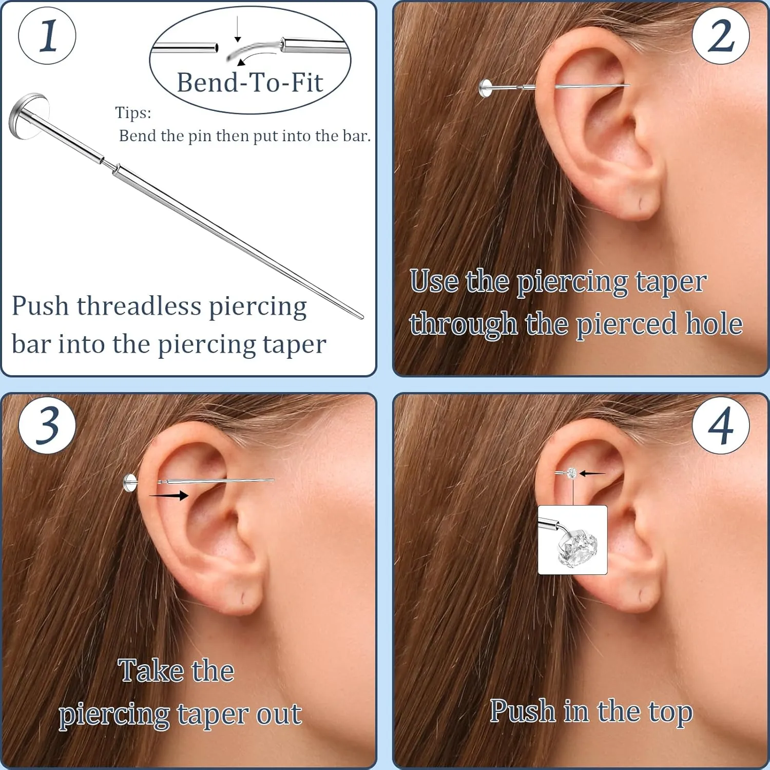 FlatBack Stud Earrings Cartilage Earrings for Women Men Hypoallergenic Threadless Flat Back Earring Surgical Steel Earring Tragus Helix Labret Lip Medusa Conch Body Piercing Jewelry