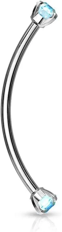 Forbidden Body Jewelry Snake Eyes Piercing Jewelry Tongue, Conch, Belly Button or Eyebrow Rings for Women & Men - 16g Curved Barbell 3mm Clear Crystal Surgical Steel Piercing (1 Pcs - 9/16")