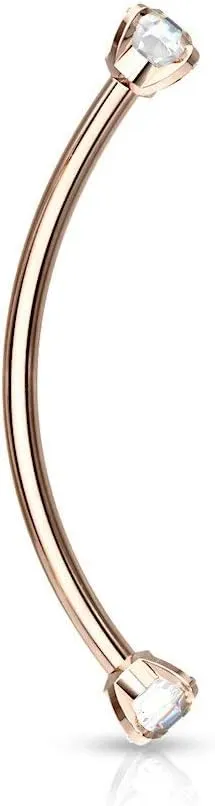 Forbidden Body Jewelry Snake Eyes Piercing Jewelry Tongue, Conch, Belly Button or Eyebrow Rings for Women & Men - 16g Curved Barbell 3mm Clear Crystal Surgical Steel Piercing (1 Pcs - 9/16")