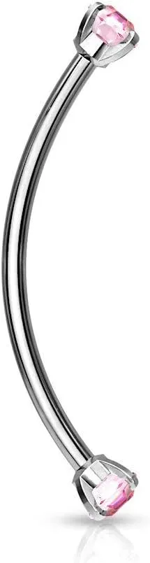 Forbidden Body Jewelry Snake Eyes Piercing Jewelry Tongue, Conch, Belly Button or Eyebrow Rings for Women & Men - 16g Curved Barbell 3mm Clear Crystal Surgical Steel Piercing (1 Pcs - 9/16")