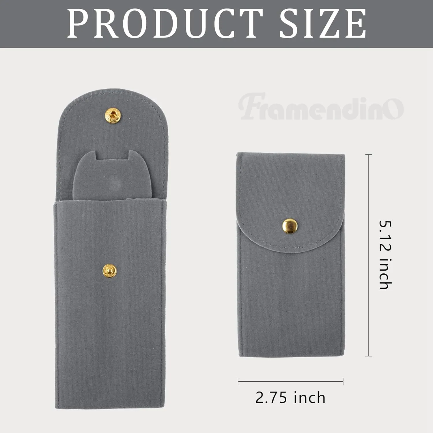 Framendino, 6 Pack Velvet Watch Pouch Portable Travel Case for Men Women Storage Bag Organizer Protective Box Grey