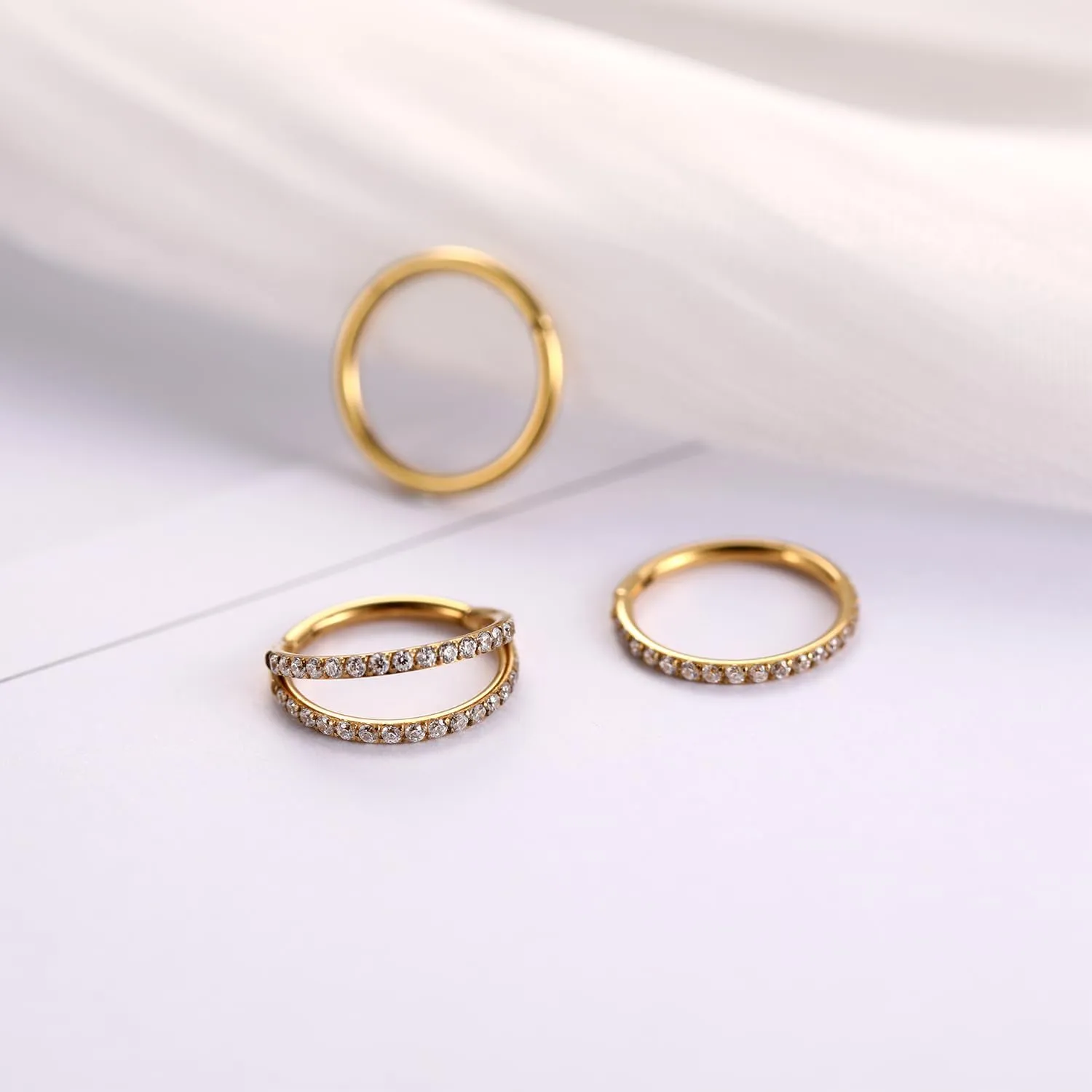 FUNLMO 3Pcs Nose Rings Double Hoop Nose Ring Conch Daith Tragus Helix Rook Piercing Jewelry Surgical Steel Cartilage Earring Conch Hoop Earring Septum Jewelry Lip Ring