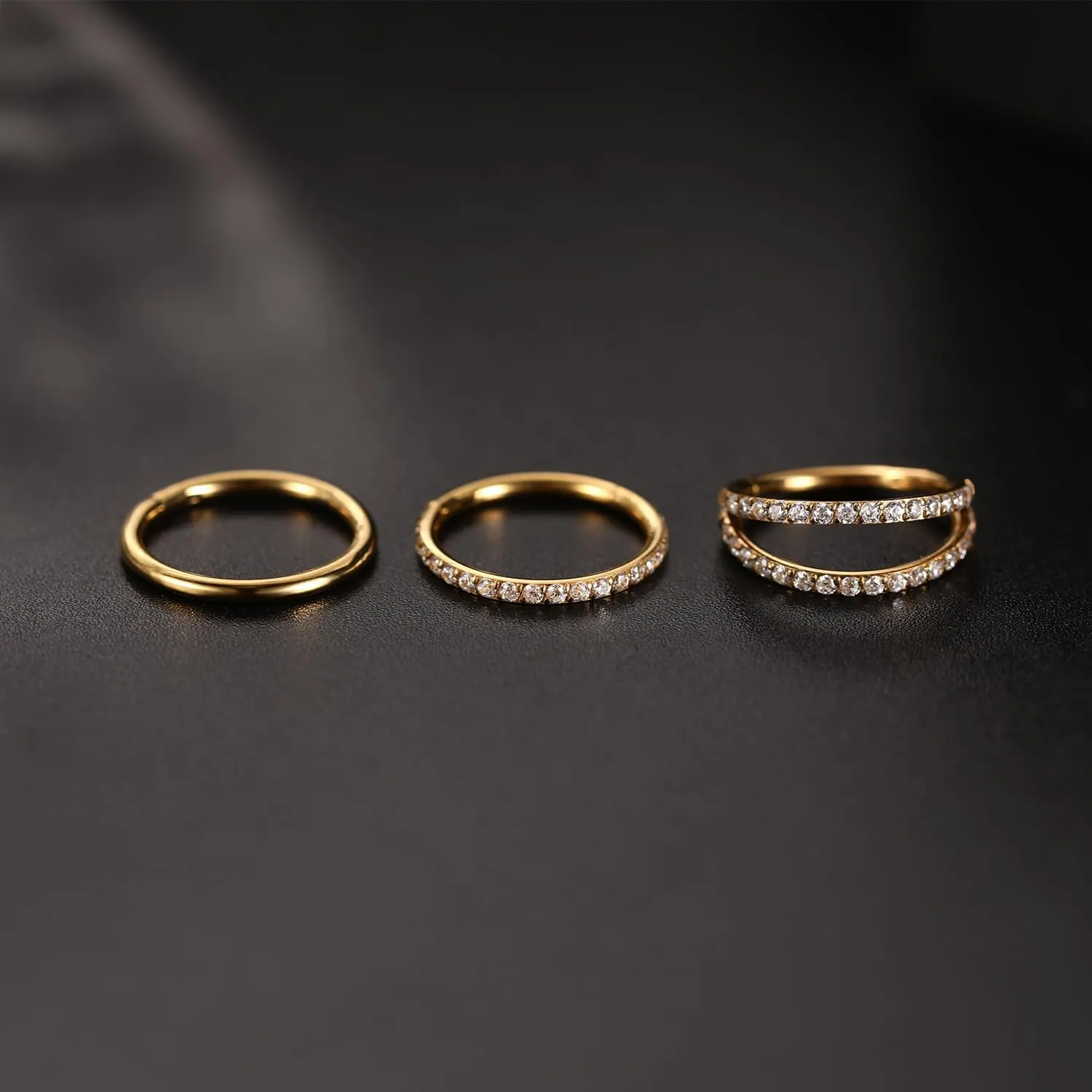 FUNLMO 3Pcs Nose Rings Double Hoop Nose Ring Conch Daith Tragus Helix Rook Piercing Jewelry Surgical Steel Cartilage Earring Conch Hoop Earring Septum Jewelry Lip Ring