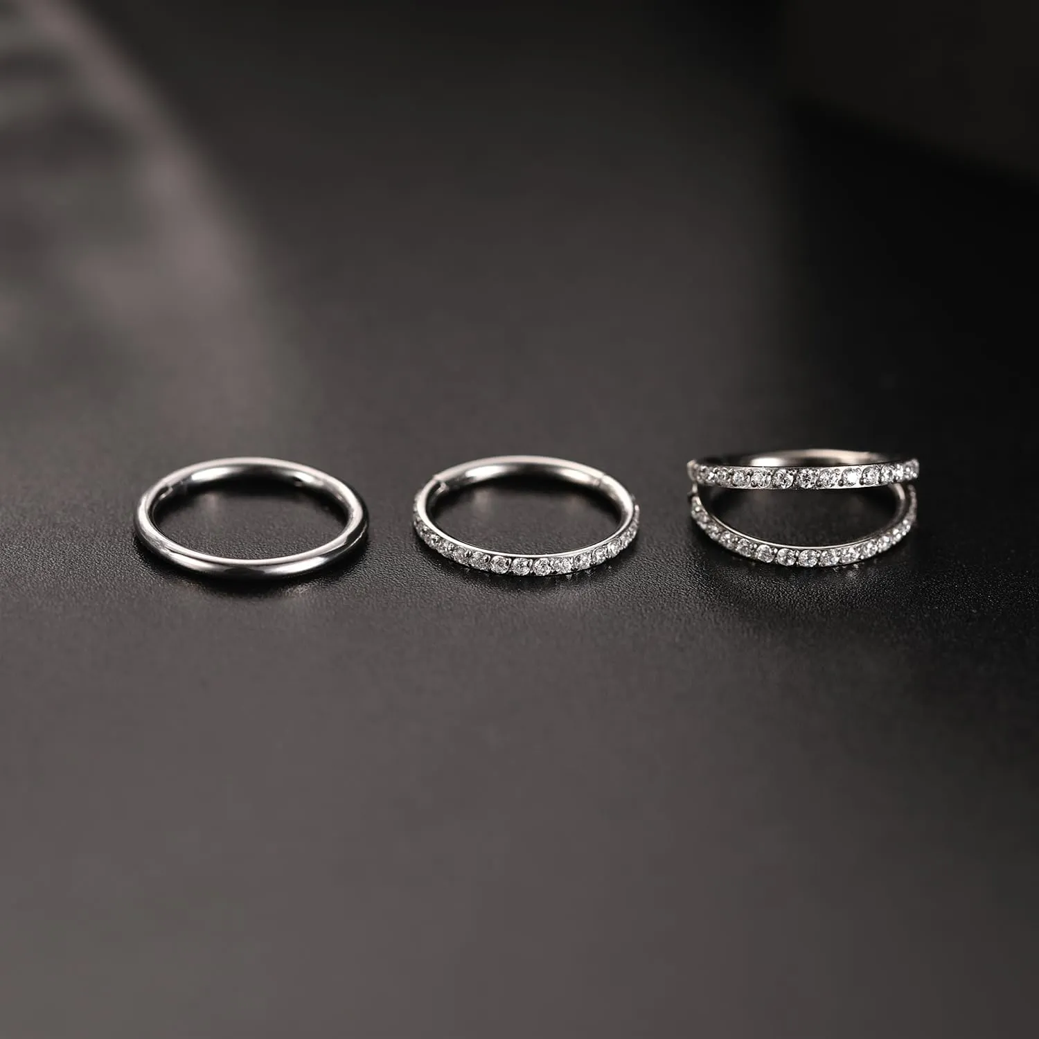 FUNLMO 3Pcs Nose Rings Double Hoop Nose Ring Conch Daith Tragus Helix Rook Piercing Jewelry Surgical Steel Cartilage Earring Conch Hoop Earring Septum Jewelry Lip Ring