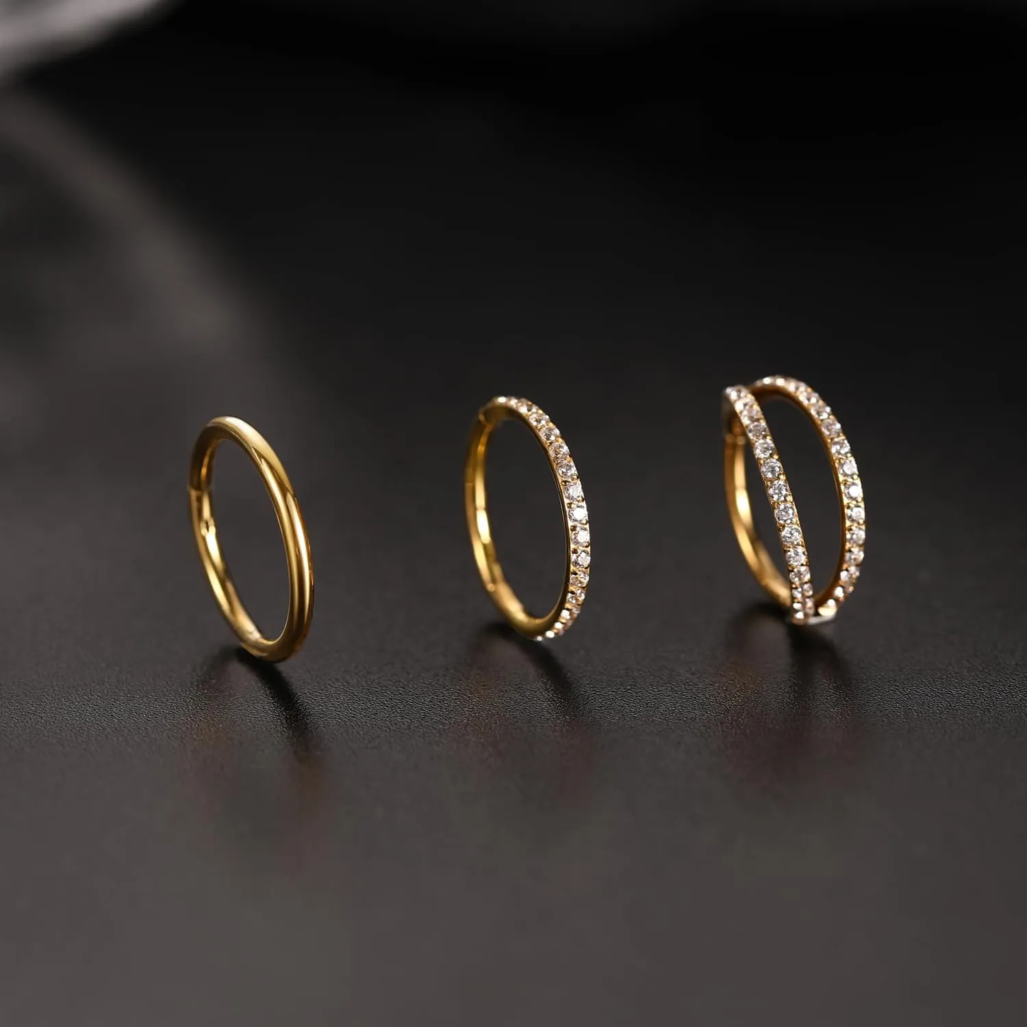 FUNLMO 3Pcs Nose Rings Double Hoop Nose Ring Conch Daith Tragus Helix Rook Piercing Jewelry Surgical Steel Cartilage Earring Conch Hoop Earring Septum Jewelry Lip Ring