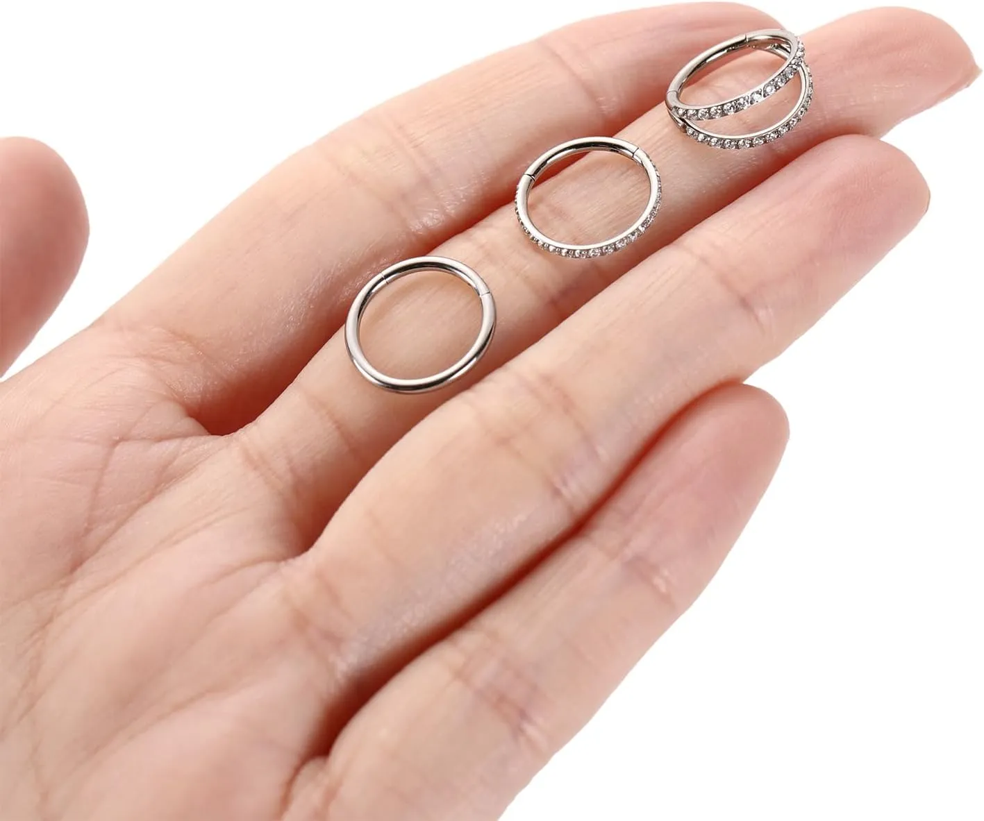 FUNLMO 3Pcs Nose Rings Double Hoop Nose Ring Conch Daith Tragus Helix Rook Piercing Jewelry Surgical Steel Cartilage Earring Conch Hoop Earring Septum Jewelry Lip Ring