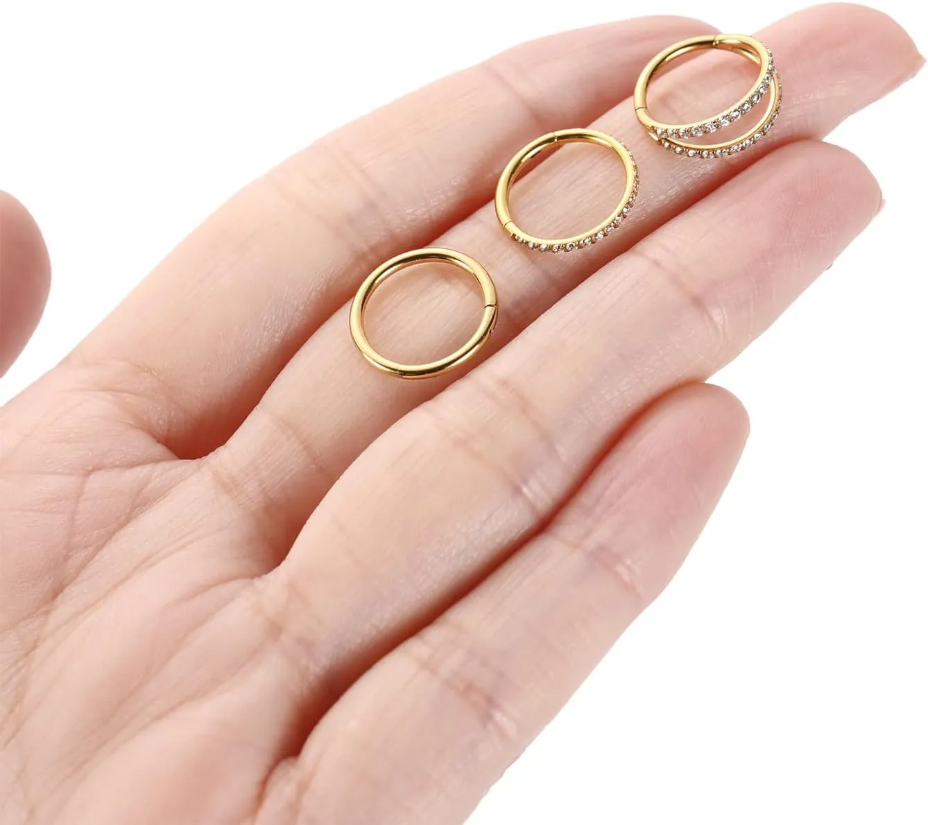 FUNLMO 3Pcs Nose Rings Double Hoop Nose Ring Conch Daith Tragus Helix Rook Piercing Jewelry Surgical Steel Cartilage Earring Conch Hoop Earring Septum Jewelry Lip Ring