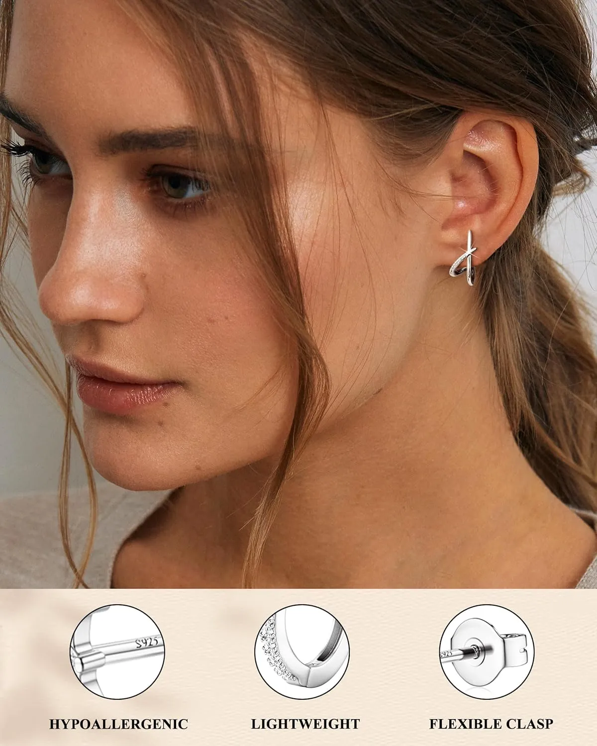 FUNRUN JEWELRY 925 Sterling Silver Small Gold Stud Hoop Earrings for Women Hypoallergenic 14k Gold Plated Earring Set for Women Studs Dainty Huggie Hoop Stud Earrings Cartilage Earring Stacks 4Pairs