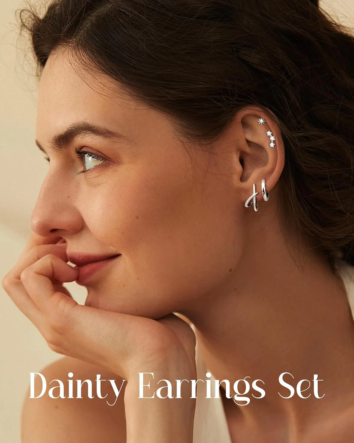 FUNRUN JEWELRY 925 Sterling Silver Small Gold Stud Hoop Earrings for Women Hypoallergenic 14k Gold Plated Earring Set for Women Studs Dainty Huggie Hoop Stud Earrings Cartilage Earring Stacks 4Pairs