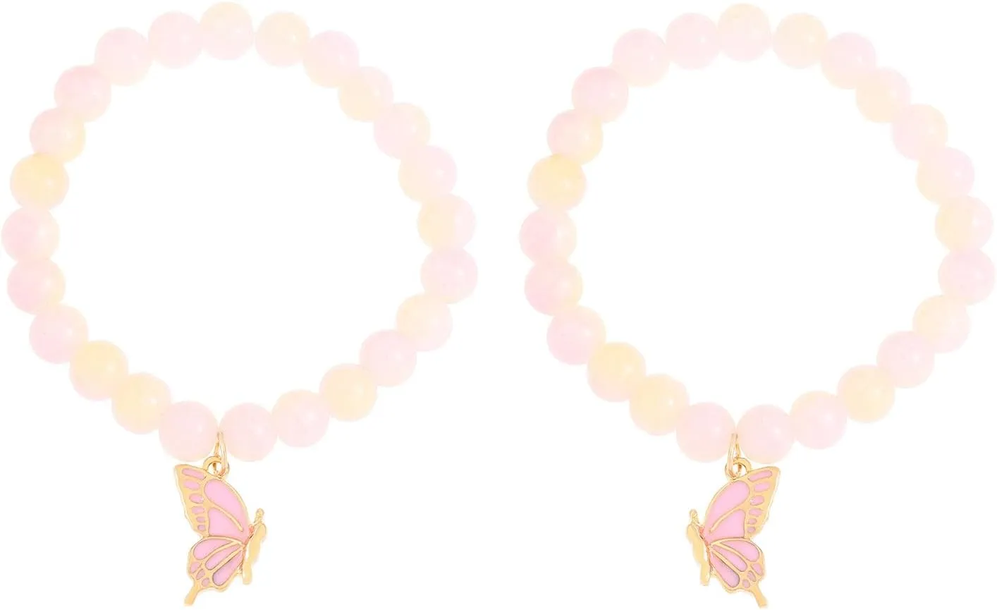 Fuqimanman2020 2Pcs BFF Butterfly Matching Bracelets for Women Colorful Butterfly Crystal Beaded Stretch Bracelet Set Long Distance Friendship Sisters Jewelry Gift