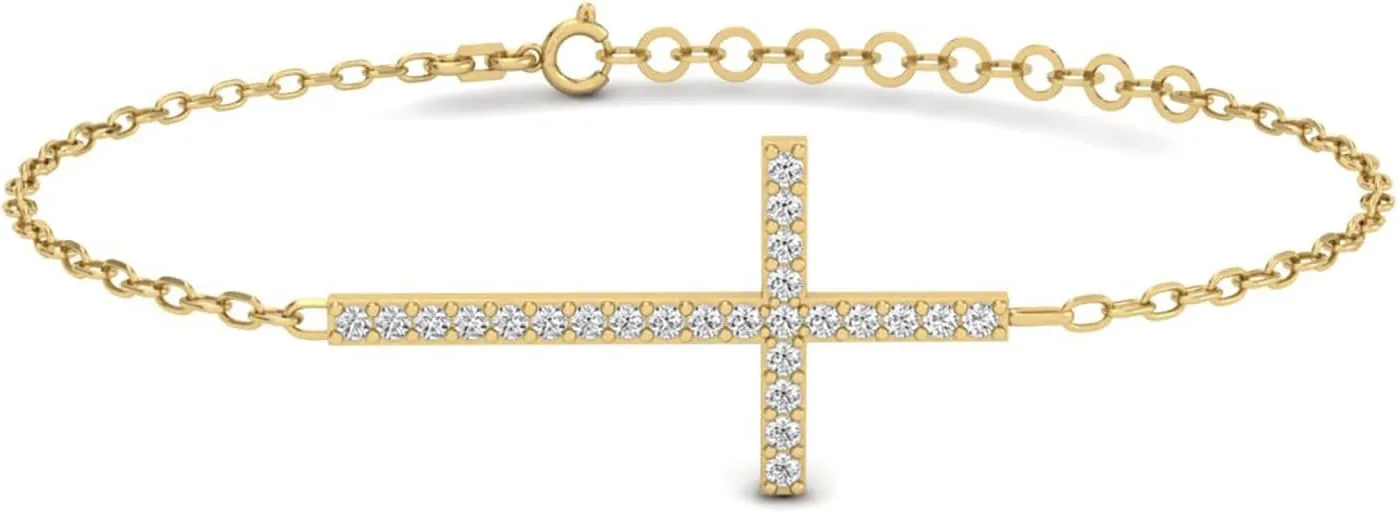 Gelin Diamond Cross Bracelet in 14K Solid Gold