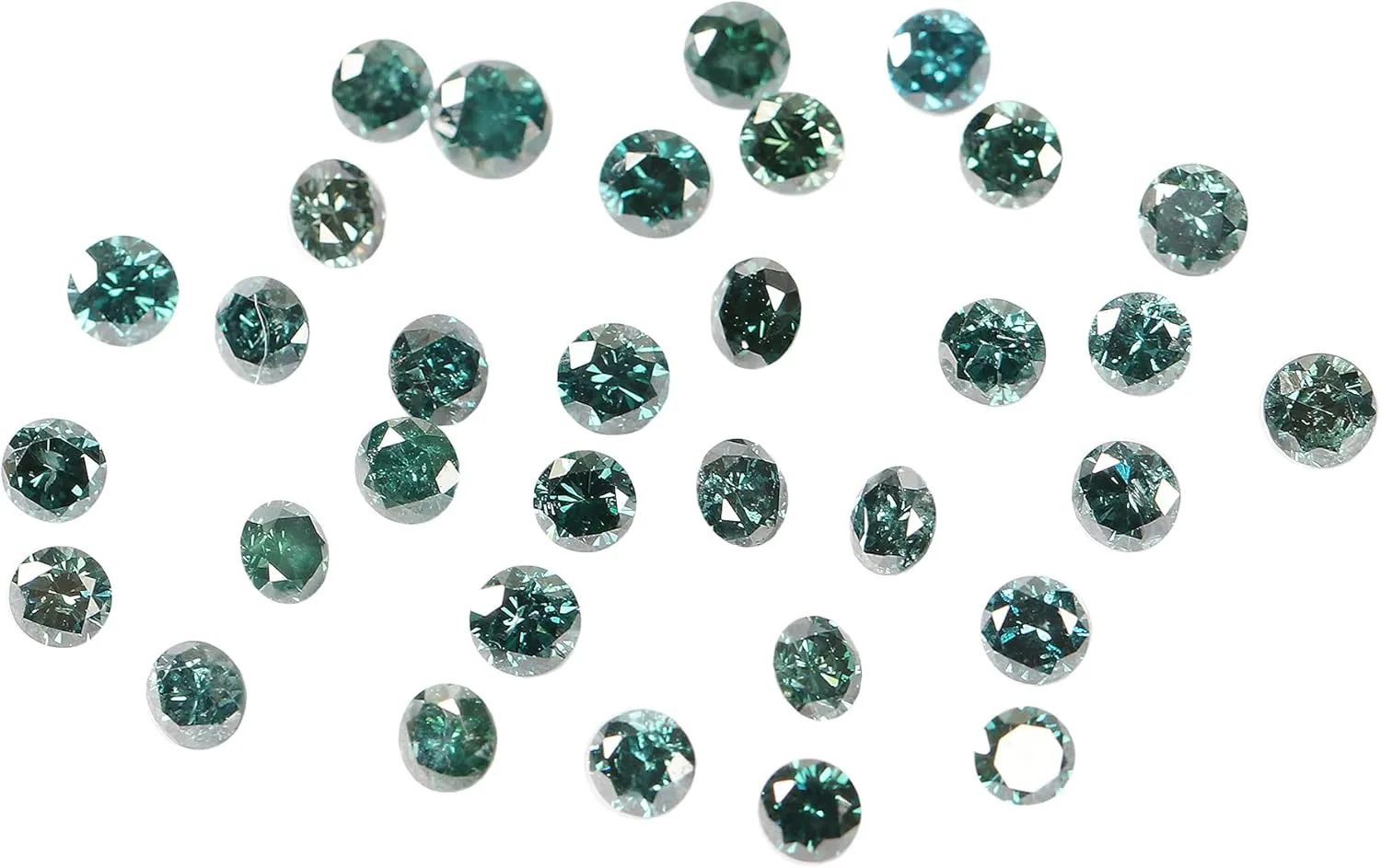 GEMHUB Natural Blue/Green Loose Gemstone 2 Pcs 3.1mm Round Cut Loose Diamond for Jewelry Making