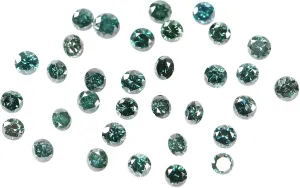 GEMHUB Natural Blue/Green Loose Gemstone 2 Pcs 3.1mm Round Cut Loose Diamond for Jewelry Making