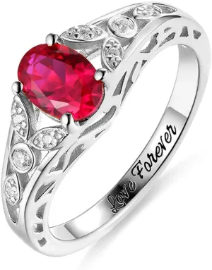 Getname Necklace Personalized Oval Engraved Birthstone Vine Ring Sterling Silver Couple Ring Wedding Band Ring Engagement Ring