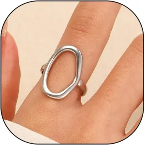 GIGB PBDK Chunky Gold Rings Oval Circle Ring for Women Trendy Chunky Round Open 14k Gold Silver Statement Ring Dainty Simple Minimalist Promise Rings