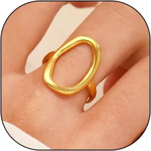 GIGB PBDK Chunky Gold Rings Oval Circle Ring for Women Trendy Chunky Round Open 14k Gold Silver Statement Ring Dainty Simple Minimalist Promise Rings