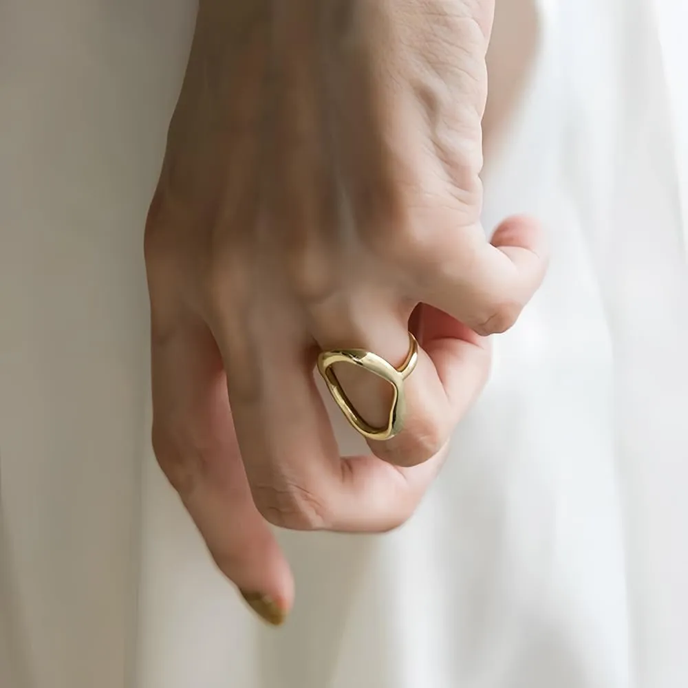 GIGB PBDK Chunky Gold Rings Oval Circle Ring for Women Trendy Chunky Round Open 14k Gold Silver Statement Ring Dainty Simple Minimalist Promise Rings