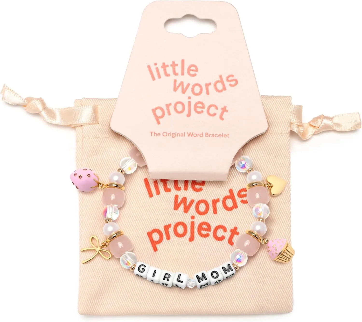 Girl Mom Charm Bracelet, The Original Word Bracelet, Made with Colorful Beads, Plated Brass Charms and Plated Brass Hardware, Handcrafted Design & Positive Message