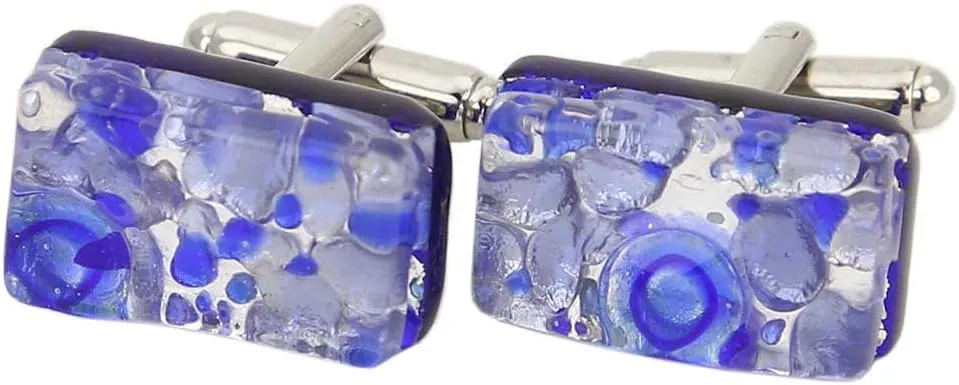 Glass Of Venice Murano Glass Venetian Classic Rectangular Cufflinks - Periwinkle