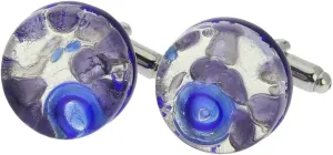 Glass Of Venice Murano Glass Venetian Classic Round Cufflinks - Periwinkle