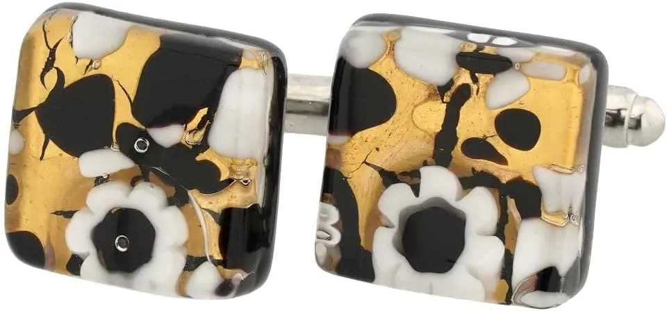 Glass Of Venice Murano Glass Venetian Classic Square Cufflinks - Black Gold