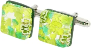 Glass Of Venice Murano Glass Venetian Classic Square Cufflinks - Green Silver