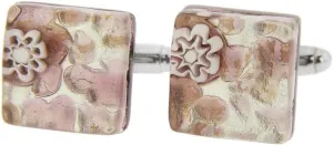 Glass Of Venice Murano Glass Venetian Classic Square Cufflinks - Purple Silver