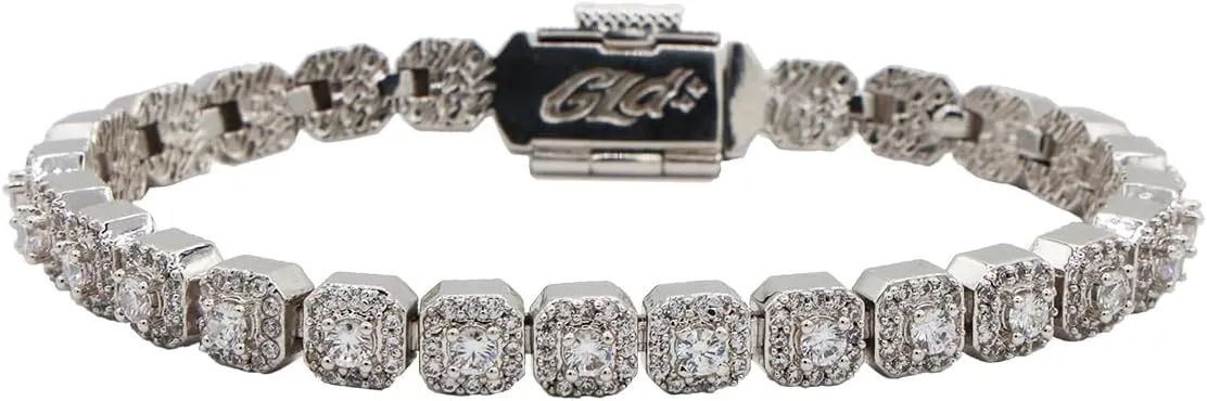 GLD Clustered Tennis Bracelet - Iced Out Chain for Men and Women in Yellow, White and Rose Gold from 6MM-12MM, 6-9