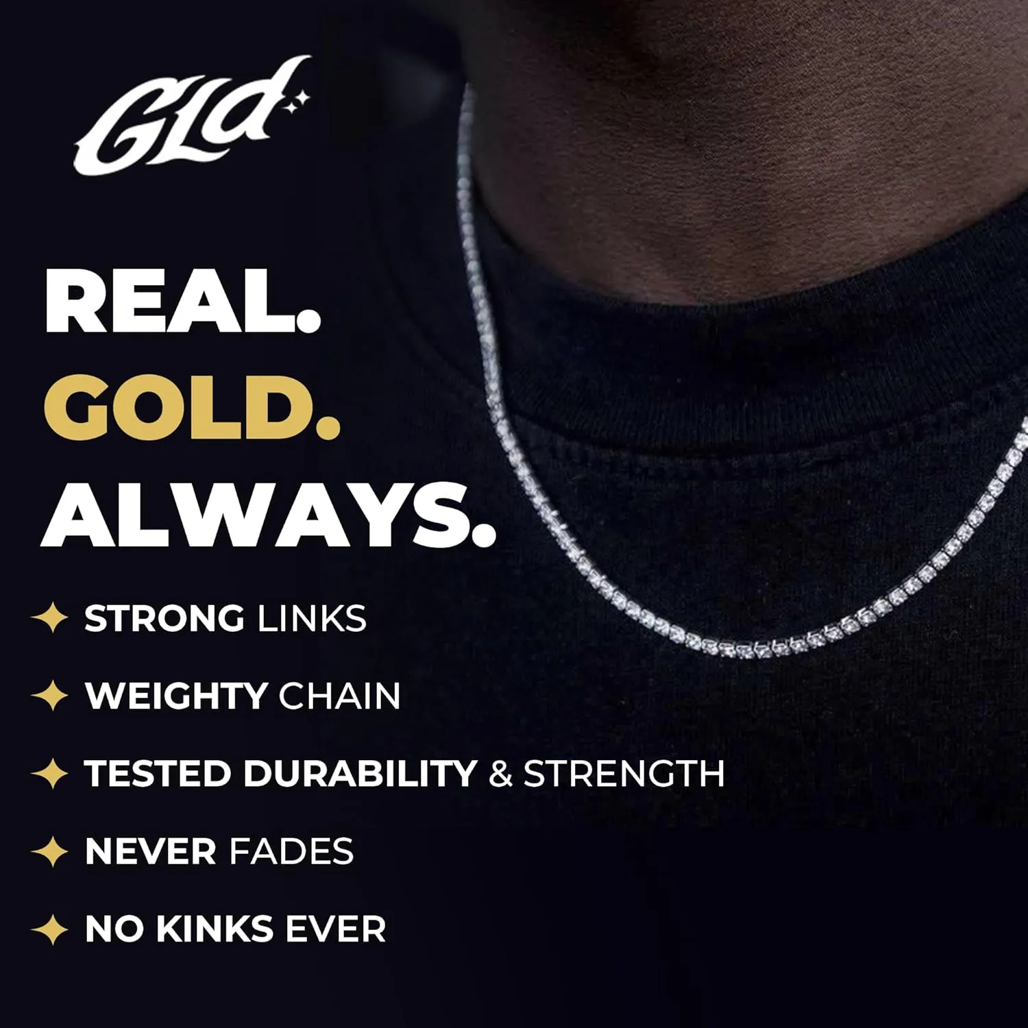 GLD Micro Tennis Necklace - 2MM 16-28 - Designed in Miami - Built to Last