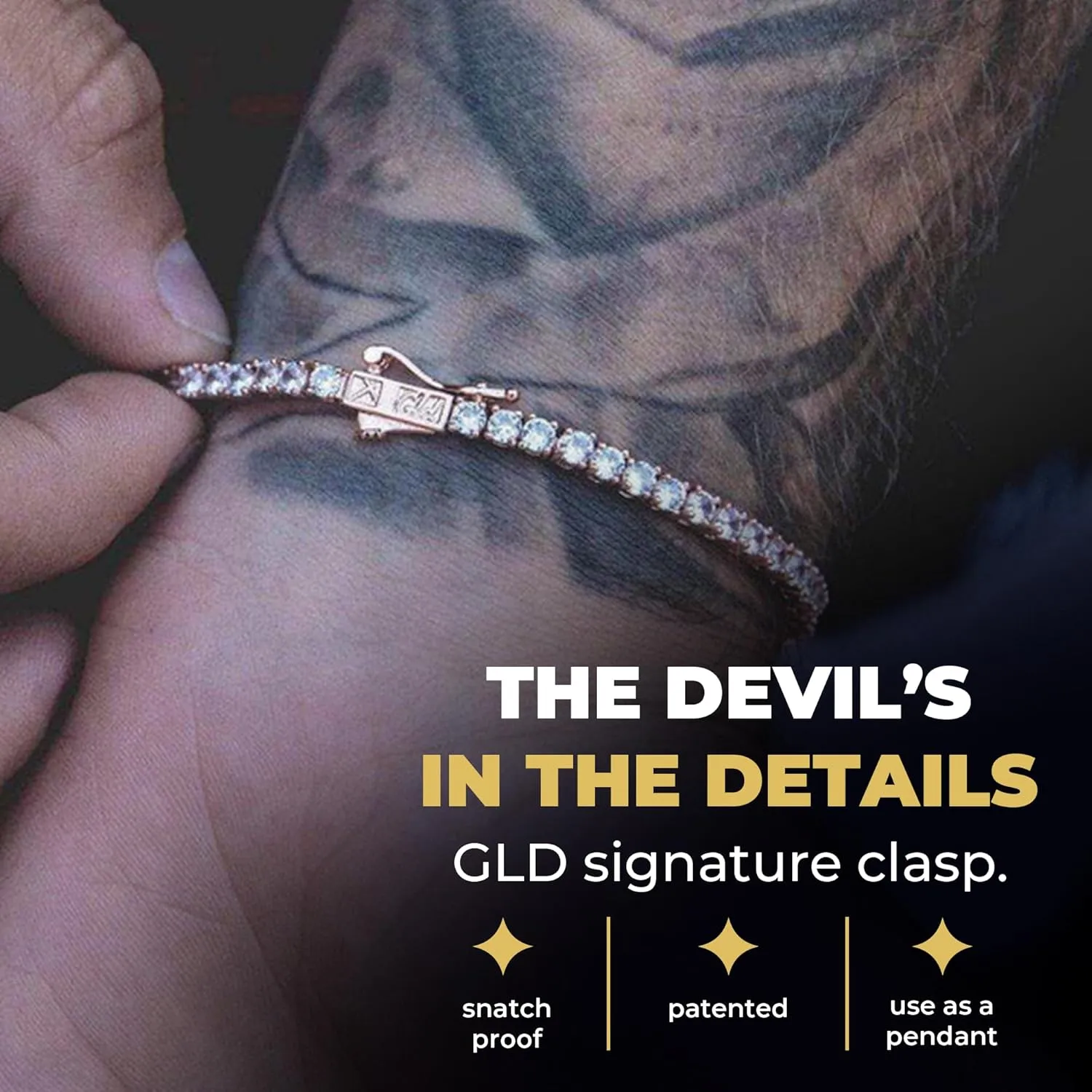 GLD Round Cut Tennis Bracelet - Iced Out Chain for Men and Women in Yellow, White and Rose Gold from 2MM-5MM, 6-9 - Available in Diamond, Canary and Pink Diamond Micro