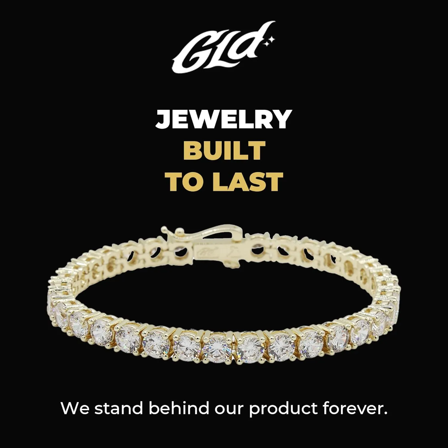 GLD Round Cut Tennis Bracelet - Iced Out Chain for Men and Women in Yellow, White and Rose Gold from 2MM-5MM, 6-9 - Available in Diamond, Canary and Pink Diamond Micro