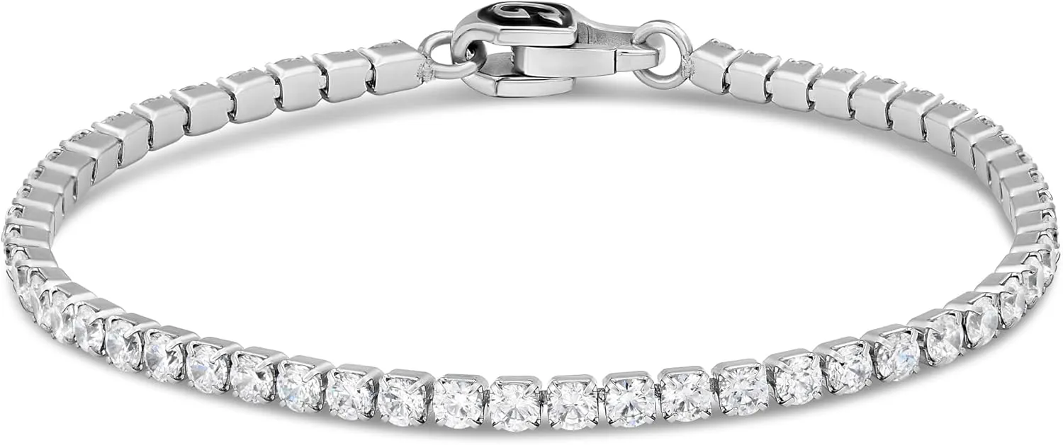 GLD Round Cut Tennis Bracelet - Iced Out Chain for Men and Women in Yellow, White and Rose Gold from 2MM-5MM, 6-9 - Available in Diamond, Canary and Pink Diamond Micro