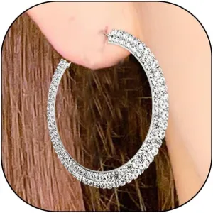 Glitter Sparkly Crystal Large Hoop Earrings,Trendy Exaggerated Coloful Rhinestone Huggie Earring for Women,Bling Cz Earring for Prom Party