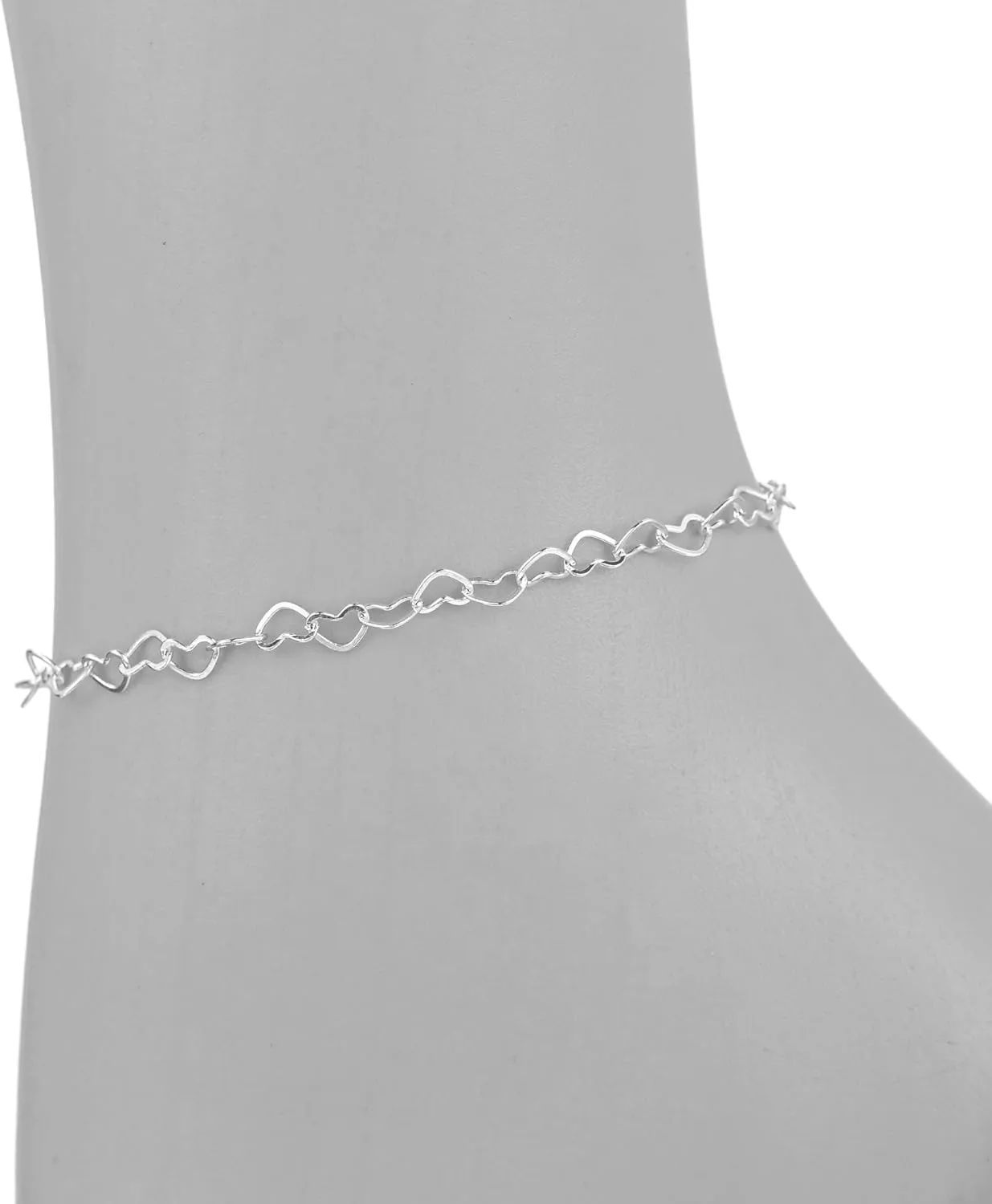 Gold Ankle Bracelets for Women 14K Gold Plated Beaded Heart Chain Simulated Pearl Anklets for Women Waterproof