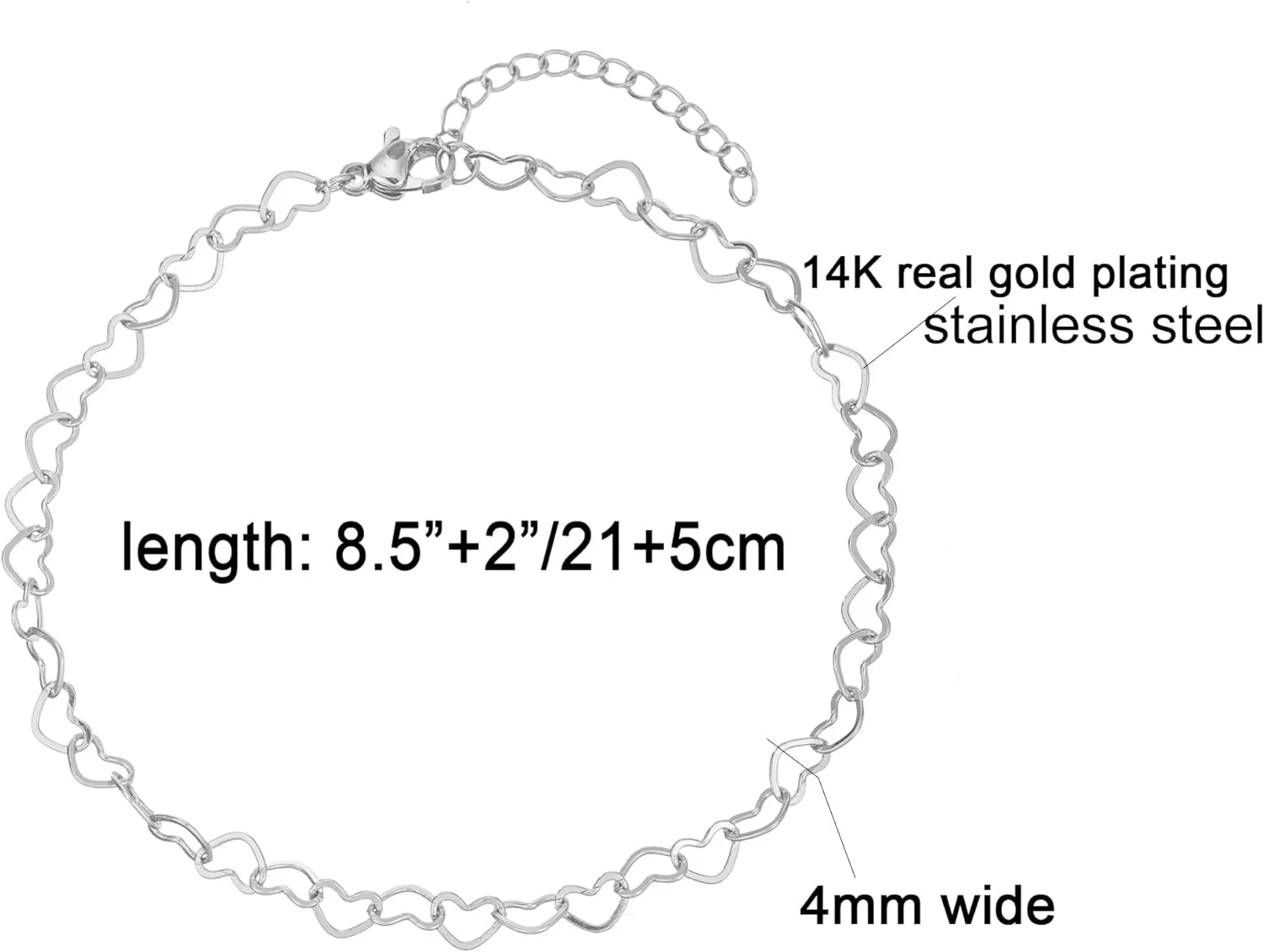 Gold Ankle Bracelets for Women 14K Gold Plated Beaded Heart Chain Simulated Pearl Anklets for Women Waterproof