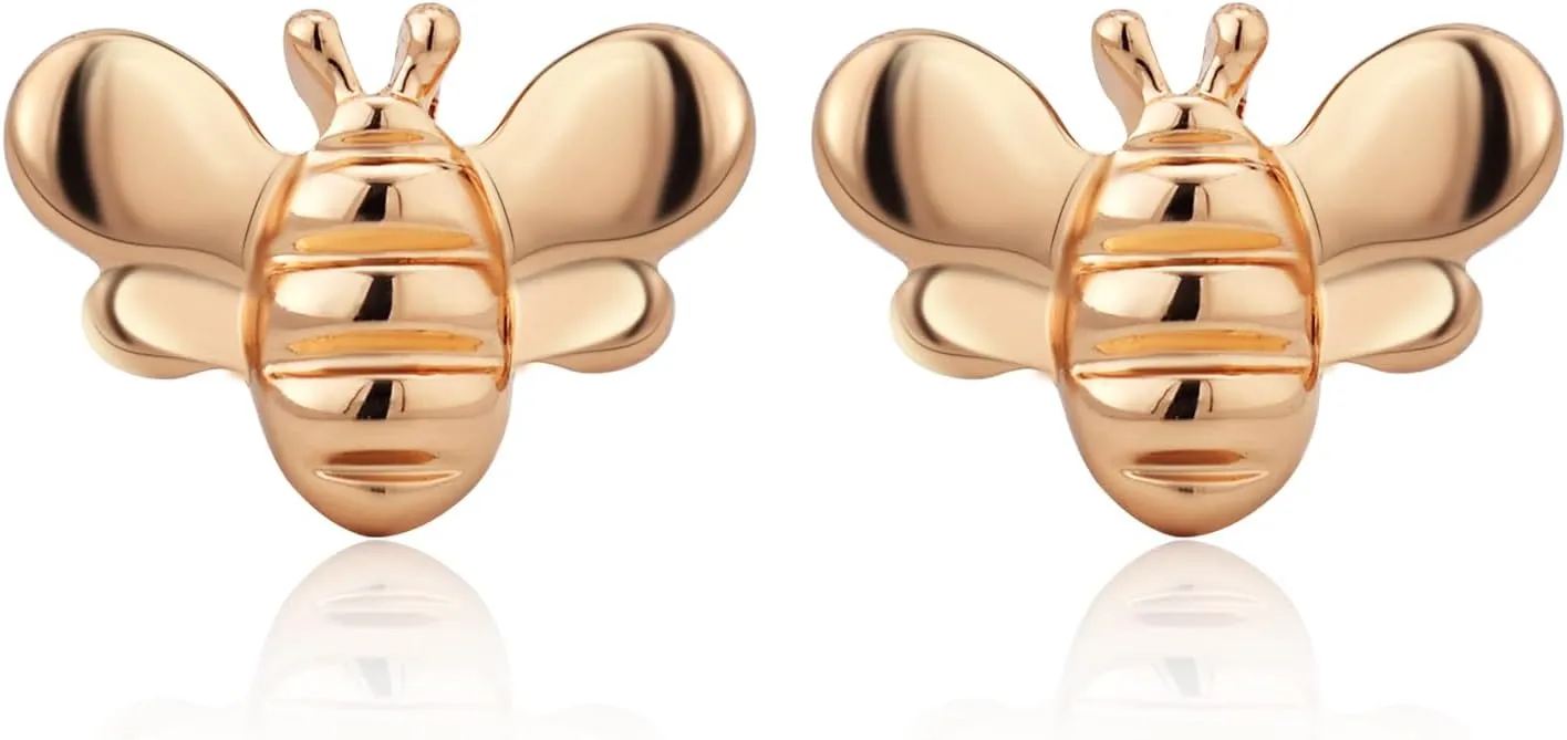 Gold Bee Earrings for Women Small Honeybee Stud Earrings Dainty Bumble Bee Earrings Cute Bee Earring Simple Minimalist Bee Statement Earrings Fashion Trendy Birthday Christmas Jewelry Gift