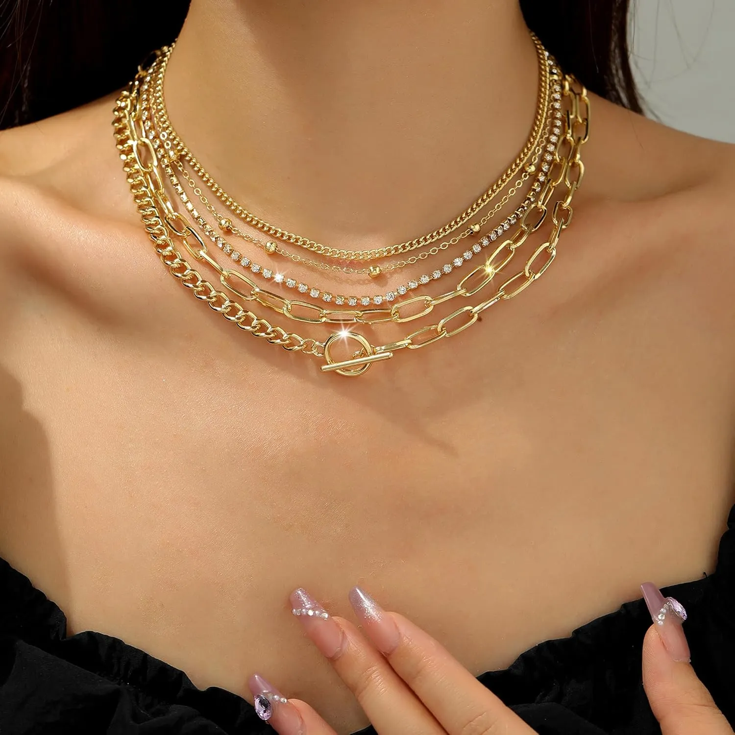 Gold Choker Necklaces for Women - Dainty Necklace 18k Gold Plated Choker Necklace Simple Gold Charm Jewelry For Women