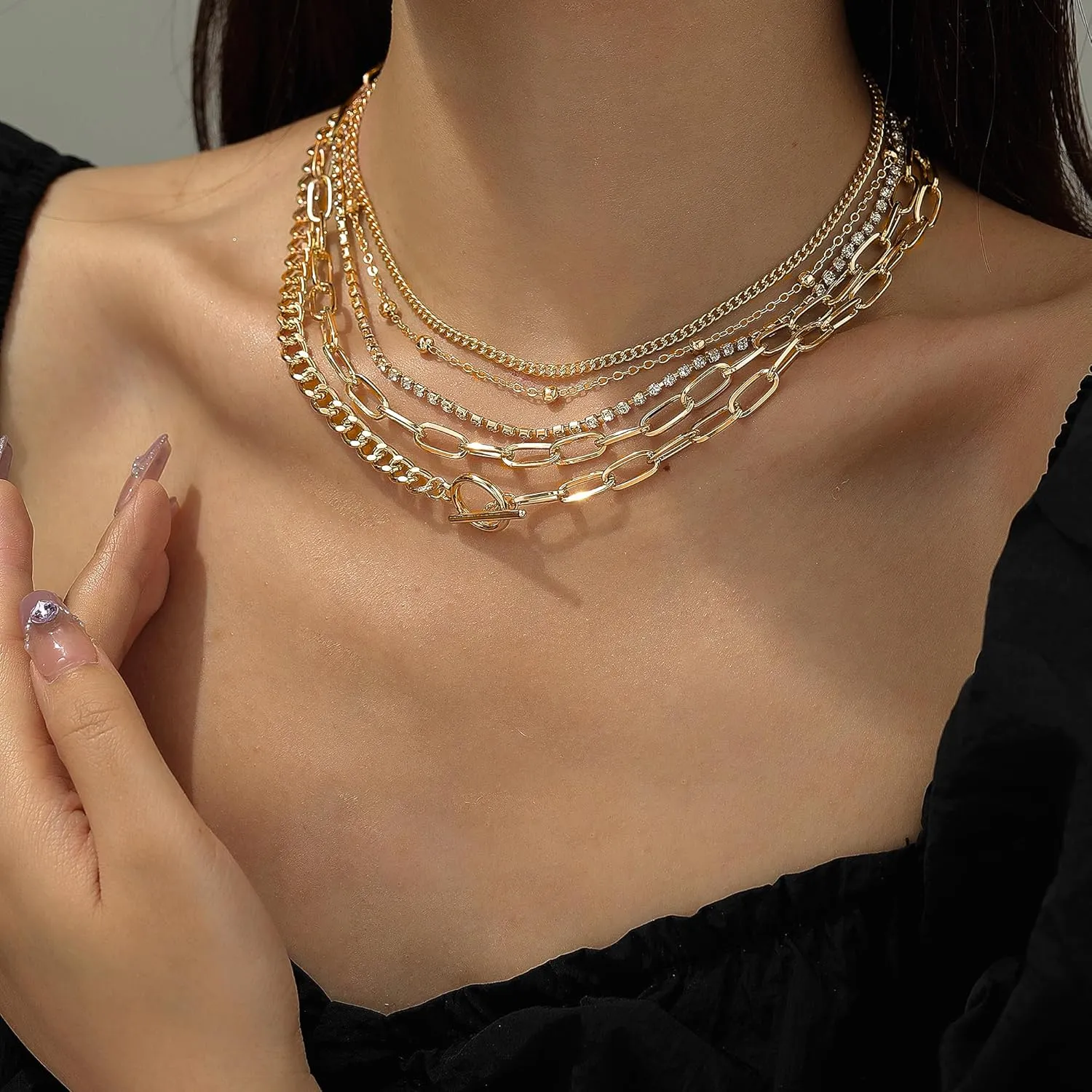 Gold Choker Necklaces for Women - Dainty Necklace 18k Gold Plated Choker Necklace Simple Gold Charm Jewelry For Women