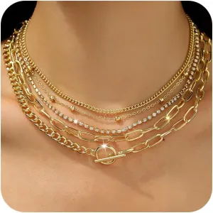 Gold Choker Necklaces for Women - Dainty Necklace 18k Gold Plated Choker Necklace Simple Gold Charm Jewelry For Women