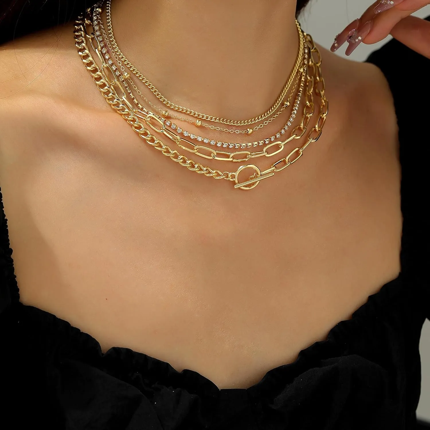 Gold Choker Necklaces for Women - Dainty Necklace 18k Gold Plated Choker Necklace Simple Gold Charm Jewelry For Women