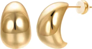 Gold Chunky Huggie Earrings for Women Pack 14K Gold Plated Ohrstecker Dupes Teardrop Hoop Earrings