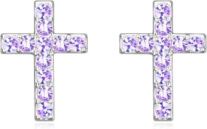 Gold Cross Stud Earrings for Women,Initial Letter Cross Earrings Gifts Jewelry for Women