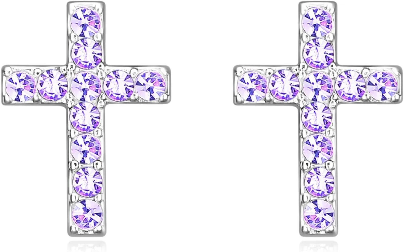 Gold Cross Stud Earrings for Women,Initial Letter Cross Earrings Gifts Jewelry for Women