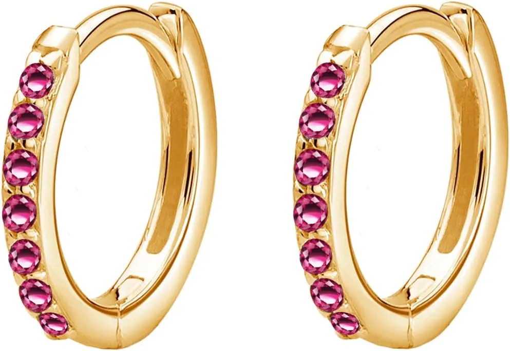 Gold Dainty Small Hoop Earrings for Women,18K Gold Plated Cubic Zirconia Sparkling Minimalist Heart/Pearl/Turquoise/Spike Dangle Huggie Hoop Earrings